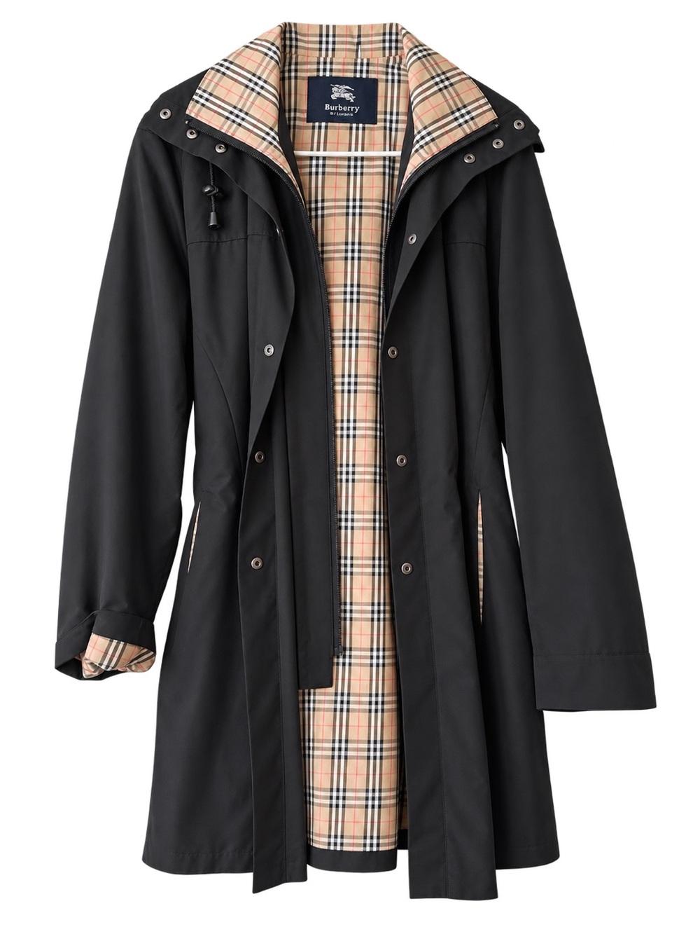 Burberry Black Trench Coat with Beige Nova Check Lining